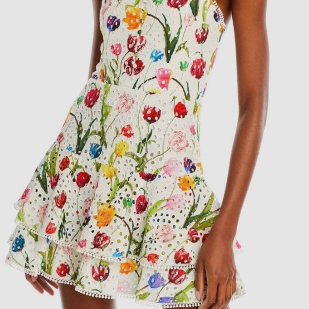 Alice + Olivia Rosette Floral Print Cotton Mini Dress, NWT, Size XS - Picture 9 of 16